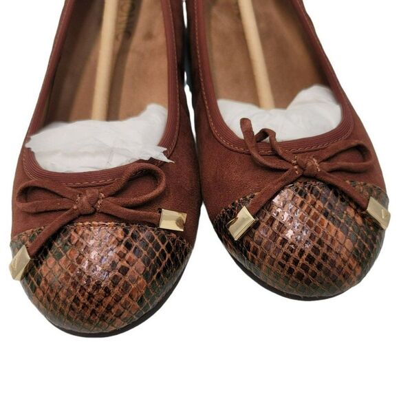 Vionic Ballet Flats Brown Suede Python New Snake Womens Size 5 - Picture 4 of 8